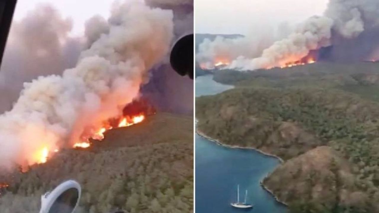 Deniz Manzaralı Yangınlar Yine Başladı! Marmaris Alevlere Teslim Edilirken Tahliyeler Başladı!