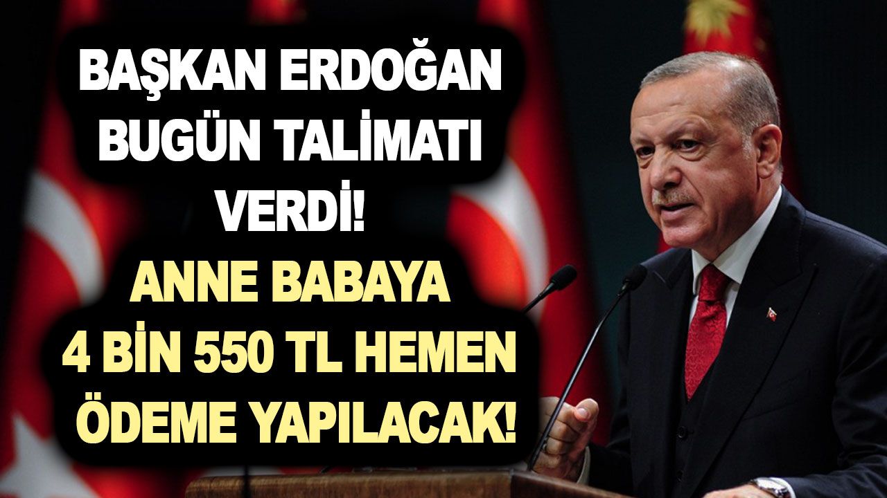Başkan Erdoğan bugün talimatı verdi! Anne babaya 4 bin 550 TL hemen ödeme yapılacak