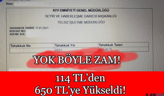 Yok Böyle Zam! 114 TL'den 650 TL'ye Çıktı!