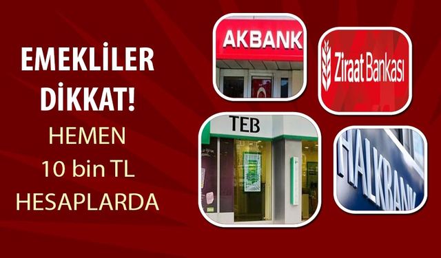 Emekliler Dikkat! Ziraat Bankası, Halkbank, Akbank TEB Şubeye gitmeden 10 bin TL veriyor