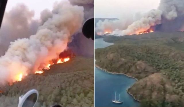 Deniz Manzaralı Yangınlar Yine Başladı! Marmaris Alevlere Teslim Edilirken Tahliyeler Başladı!