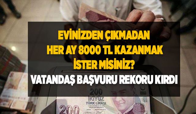 Evinizden çıkmadan her ay 8000 TL kazanmak ister misiniz? Bu habere dikkat! Vatandaş başvuru rekoru kırdı