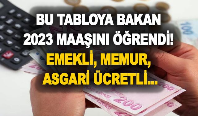 Bu tabloya bakan 2023 maaşını öğrendi! Emekli, memur, asgari ücretli 1 Ocak zamlı maaşları açıklandı