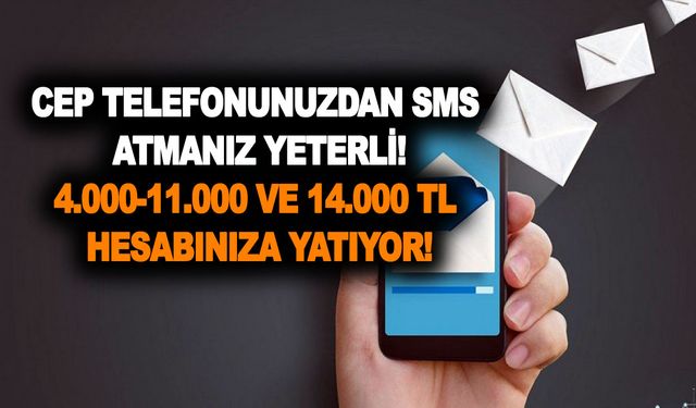 Cep telefonunuzdan SMS atmanız yeterli! Yarın sabah 4.000-11.000 ve 14.000 TL hesabınıza yatıyor