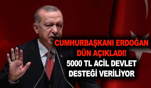 Cumhurbaşkanı Erdoğan dün açıkladı! 5000 TL acil devlet desteği geldi 3 yardım müjdesi verildi