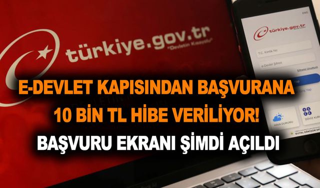 E-Devlet kapısından başvurana 10 bin TL hibe verilecek! Başvuru ekranı şimdi açıldı