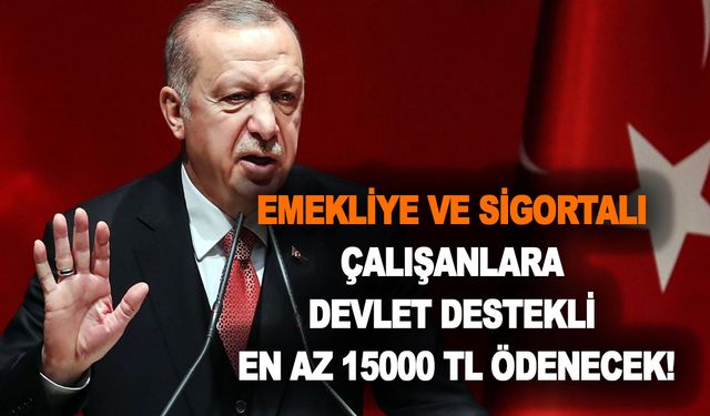 Başkan Erdoğan açıkladı! Emekliye ve sigortalı çalışanlara devlet destekli en az 15000 TL ödenecek!