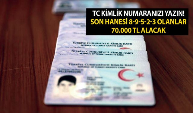 TC kimlik numaranızı yazın! Son hanesi 8-9-5-2-3 olanlar 70.000 TL alacak