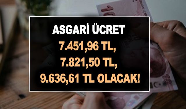 Asgari ücrete 1 değil, 2 değil tam 3 zam formülü açıklandı! 7.451,96 TL, 7.821,50 TL, 9.636,61 TL olacak!