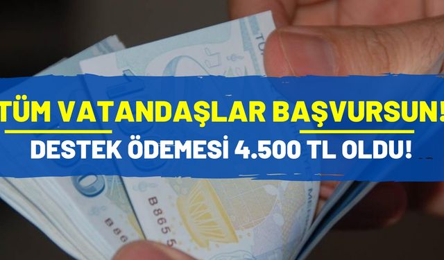 Tüm vatandaşlar başvursun! Yardım ödemesi 4.500 TL oldu!