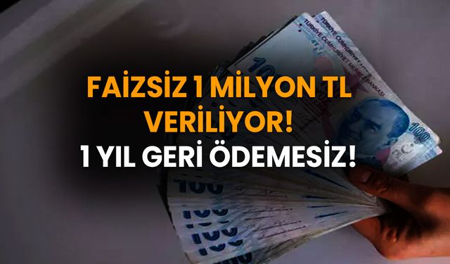 1 milyon TL 12 ay geri ödemesiz 4 sene vadeli beş kuruş faiz ödemeden alın!